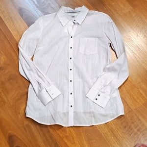 Banana Republic stripe blush pink button down shirt long sleeve MEDIUM